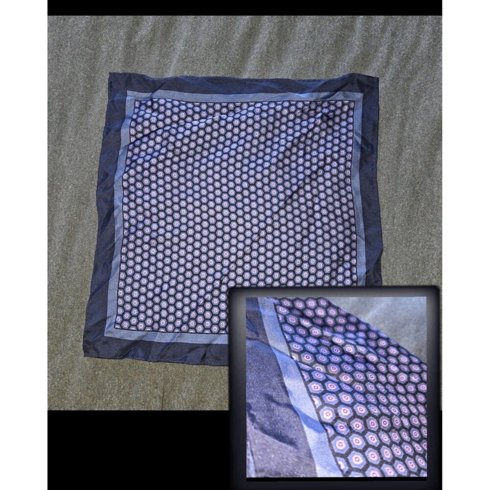 100% Silk Pocket Square Joseph Abboud Blue Purple Pink Medallion Luxury 13x13